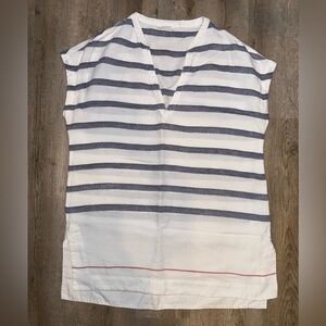 Athleta Women's Blue & White Stripe Linen Swim Cover Up, Size XS